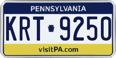 PA license plate KRT9250