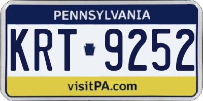 PA license plate KRT9252