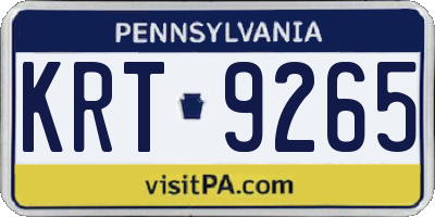 PA license plate KRT9265