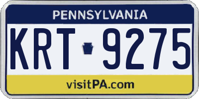 PA license plate KRT9275