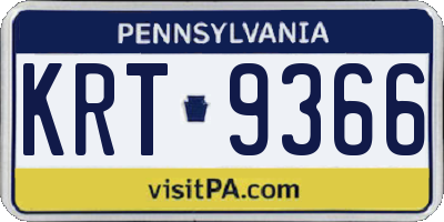 PA license plate KRT9366