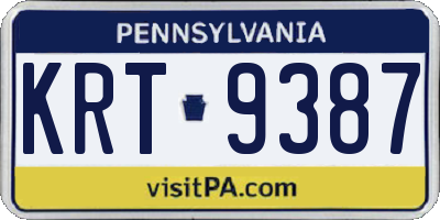 PA license plate KRT9387