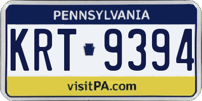 PA license plate KRT9394