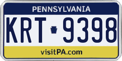 PA license plate KRT9398