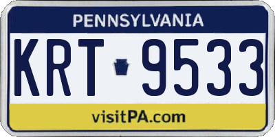 PA license plate KRT9533
