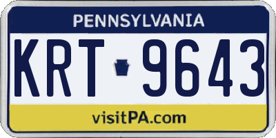PA license plate KRT9643