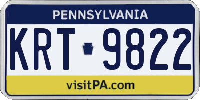 PA license plate KRT9822