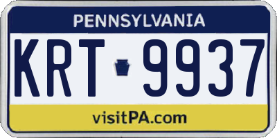 PA license plate KRT9937