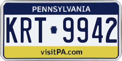 PA license plate KRT9942