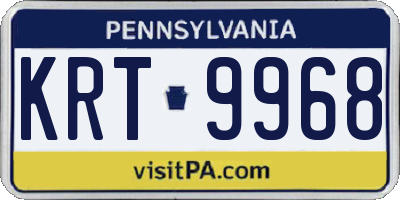 PA license plate KRT9968