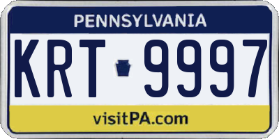 PA license plate KRT9997