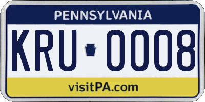 PA license plate KRU0008