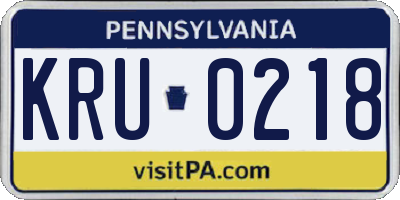 PA license plate KRU0218