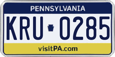 PA license plate KRU0285