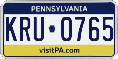 PA license plate KRU0765