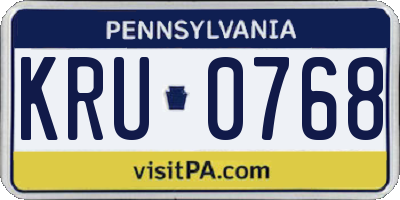 PA license plate KRU0768