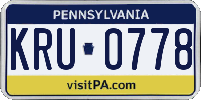PA license plate KRU0778