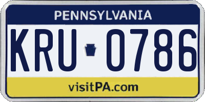 PA license plate KRU0786