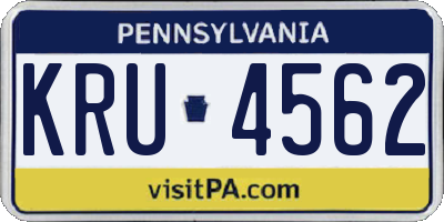 PA license plate KRU4562