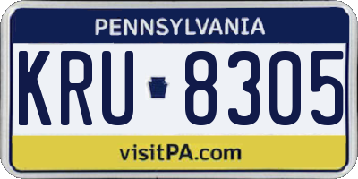 PA license plate KRU8305