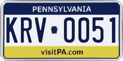 PA license plate KRV0051