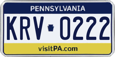 PA license plate KRV0222
