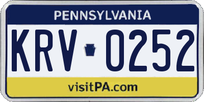 PA license plate KRV0252