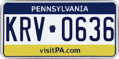 PA license plate KRV0636