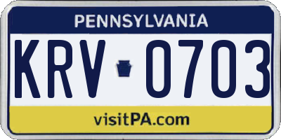 PA license plate KRV0703