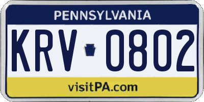 PA license plate KRV0802