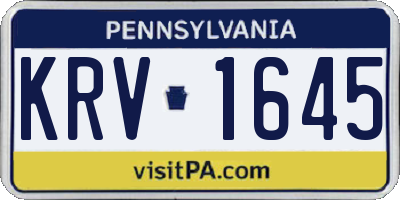 PA license plate KRV1645