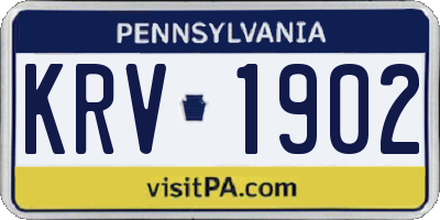 PA license plate KRV1902