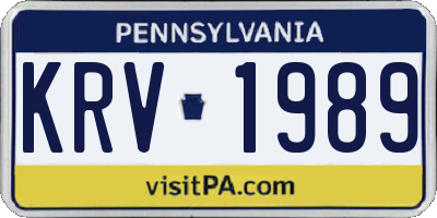 PA license plate KRV1989