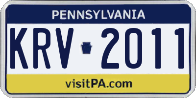 PA license plate KRV2011