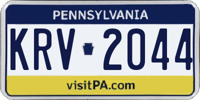 PA license plate KRV2044