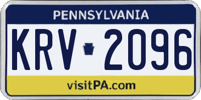 PA license plate KRV2096