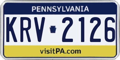 PA license plate KRV2126