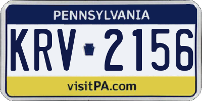PA license plate KRV2156