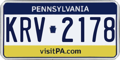 PA license plate KRV2178