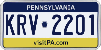 PA license plate KRV2201