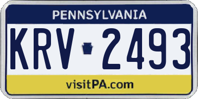 PA license plate KRV2493