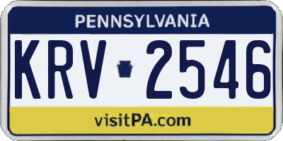 PA license plate KRV2546