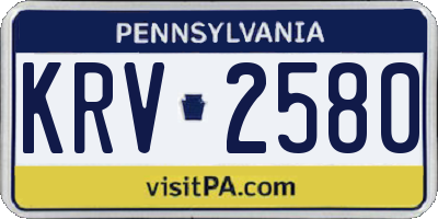 PA license plate KRV2580
