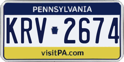 PA license plate KRV2674
