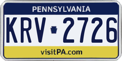 PA license plate KRV2726