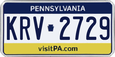 PA license plate KRV2729