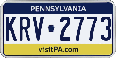 PA license plate KRV2773