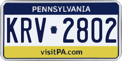 PA license plate KRV2802