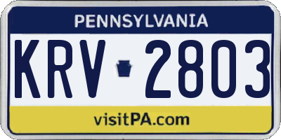 PA license plate KRV2803
