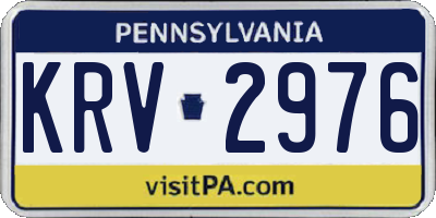 PA license plate KRV2976